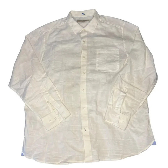 Tommy Bahama Monte Carlo Men's XL Linen‎ White Long Sleeve Button-Up Shirt - Picture 1 of 4